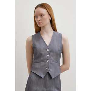 Chaleco con Copas Forradas para Mujer, en Tela de Lana Antracita, para Traje - Product Image 3