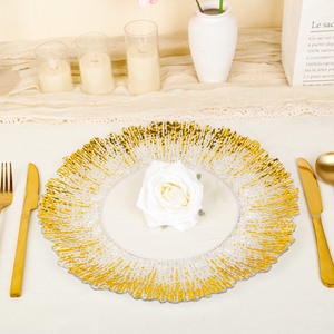 SLC756 Assiettes de mariage de 13 pouces Assiettes à dîner de haute qualité avec bord doré Assiette ronde transparente Assiette à dîner en <span class=keywords><strong>plastique</strong></span> - Product Image 5