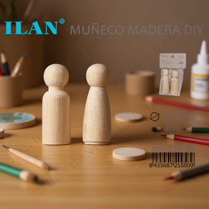 Set di 2 Bambole in Legno Ilan da 75mm per Artigianato Fai-da-Te - Product Image 3
