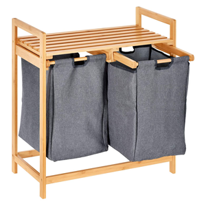 Canastas de Almacenamiento de Ropa de Bambú Modernas y Sostenibles al por Mayor, con Doble Compartimento y Asas, para Organización de Lavandería, 29X25 - Product Image 1