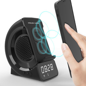 Wireless Charger With Clock Bluetooth <b>Speaker</b> 10W Dual Coil Charging <b>Stand</b> For Phone - Product Image 1
