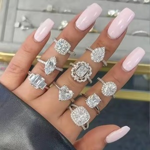 Đồ trang sức Nhà cung cấp tùy chỉnh 925 Sterling bạc sang trọng kim cương ngón tay nhẫn với moissanite cho Đảng kỷ niệm quà tặng - Product Image 2