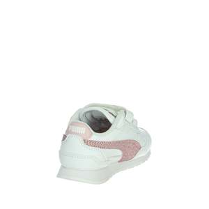 Sneakers Puma da bambina bianche e rosa con glitter, striscia laterale e chiusura in velcro, modello chunky - Product Image 3