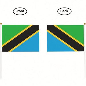 ธงโพลีเอสเตอร์แทนซาเนีย สีเดียว ด้านหน้าและด้านหลังแตกต่างกัน ขนาดเล็ก พกพาสะดวก สำหรับตกแต่งงานอีเว้นท์ระดับชาติ - Product Image 3