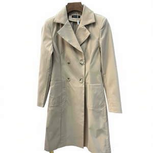 Manteau trench pour femme HDJ, long, double boutonnage, coupe-vent, couleur unie, vêtement d'extérieur décontracté, automne, polyester, manches longues - Product Image 1