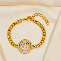 Ensemble de bijoux MIRADIA en or 18 carats Cuba chaîne Bracelet Collier cercle diamant enroulement spirale en acier inoxydable Ensemble de boucles d'oreilles Bracelet
