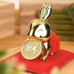 Funda de Cuero Creativa con Diseño de Conejo del Año Nuevo, Cubierta Protectora Simple y Bonita con Diseño del Conejo del Zodiaco, Decoración Dorada para Tienda 2023 - Product Image 3
