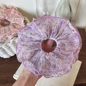 Diadema de chifón dulce y elegante con gran malla, scrunchie de moda para mujer - Product Image 3