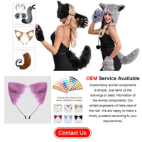 2025 Offre Spéciale Halloween mascarade Cosplay fête fausse fourrure renard fourrure queue Therian queues loup chat oreilles et queue ensemble