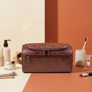 Pu Leather <strong>Toiletry</strong> <strong>Bag</strong> for <strong>Men</strong> Personalized Hanging <strong>Toiletry</strong> Travel Organizer Water Resistant Cosmetic <strong>Bag</strong> - Product Image 1