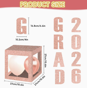 DAMAI Graduation Party <b>Decorations</b> Kids Party Favor Transparent Foil Paper Box Happy Birthday Supplies for Rose Gold <b>Balloon</b> Box - Product Image 5