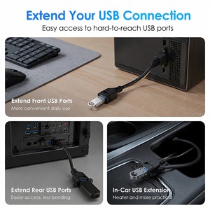 Câble d'extension USB 3.0 femelle à montage sur panneau OEM, en cuivre OFC, double USB-A femelle, pour équipement de contrôle industriel - Product Image 3