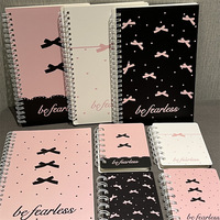 Cuaderno Espiral A5 con Lazo Rosa, Diseño de Alta Estética, Línea Horizontal, 60 Hojas, Impreso para Estudiantes, Regalo para Estudiantes