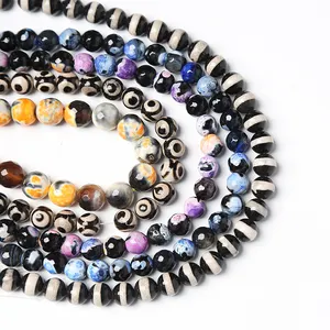 Pedra espaçadora de cristal de olho de gato, águas pretas e naturais, para fazer jóias, braceletes diy 4-12mm