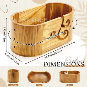 Cross-border wooden yarn bowl, oval knitting <b>tool</b>, yarn <b>storage</b> <b>box</b>, yarn spool holder, crochet hook, yarn bowl - Product Image 2