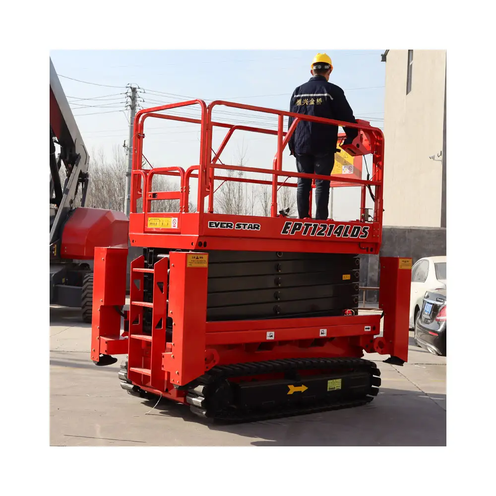 Ce ISO 6M 8M 12M 14m 10m Scissor Lift điện thủy lực trên không nền tảng nhà kho người đàn ông nâng với phụ trợ đi bộ