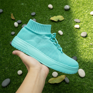 Baskets montantes unies à lacets pour homme et femme, légères, avec semelle extérieure en EVA et tissu en maille tricotée élastique, pour le printemps et l'automne - Product Image 1