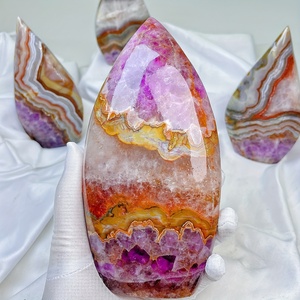 Ágata Mexicana Natural Morada al por Mayor, Cristal en Forma de Lágrima, Amatista Pulida, Ágata Llama para Regalo del Día de la Madre - Product Image 4