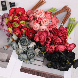 ช่อดอกโบตั๋นประดิษฐ์ Ruilisi ดอกไม้ผ้าไหม แจกันสีดำ ตกแต่งบ้านงานแต่งงาน - Product Image 3