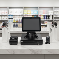 Caisse enregistreuse de point de vente de bureau économique HBA-S100, machine de point de vente à écran tactile unique de 15 pouces pour les entreprises de restauration et de commande.