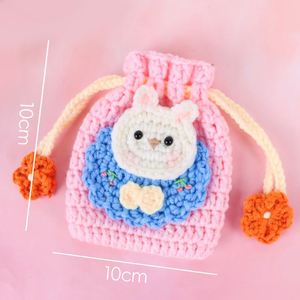 Monedero de Ganchillo Personalizado con Diseño de Dibujos Animados, Bolsa con Cordón Hecha a Mano, Monedero de Hilo Súper Lindo para Auriculares y Monedas, Bolsa de Bolsillo Creativa Hecha a Mano - Product Image 4
