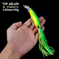 Tolure Offre Spéciale 14CM 40G lèvre courte en plastique dur appâts de pêche calmar longue jupe pêche à la traîne leurre