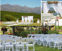 Chaises de mariage modernes pliables en plastique blanc, résine pliante rembourrée, Wimbledon chaises événement jardin extérieur chaise d'hôtel
