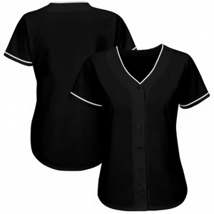 Custom LOGO High Quality Direct Injection Heat-Transfer Printing 3D Pattern Plus Size Baseball Jersey Blank Black <b>Button</b> Set - Product Image 1