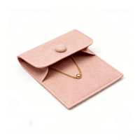 Pochette à bijoux en microfibre avec logo personnalisé, bouton pression, sac d'emballage en daim pour collier, bague, boucles d'oreilles, vente en gros