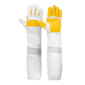 Gants de protection en cuir pour apiculteur avec manchette ventilée en maille Vêtements de sécurité anti-piqûre pour les activités de plein air - Product Image 1