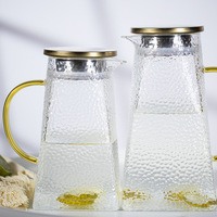 Carafe à eau froide en verre, grande capacité, en borosilicate haute résistance, transparente, texture martelée, design moderne, pour la maison