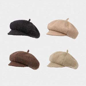 Nouvelle collection Automne-Hiver 2024 : Béret Newsboy 8 Panneaux Couleur Unie – Chapeau Tricoté Tendance pour Filles et Femmes - Product Image 1