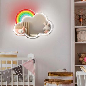 Panneau de miroir au néon arc-en-ciel nuage, panneau de miroir mural coloré mignon avec gradation pour chambre, commode, décoration de chambre d'enfants - Product Image 5