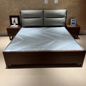 Lits doubles et lits king en bois massif de style moderne avec dossier souple fabriqués à la main pour la maison, meubles muraux, chambre à coucher - Product Image 1