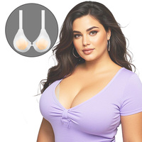 Sujetador Invisible Push-Up Tallas Grandes para Mujer - Una Pieza, Sexy, Floral, Sin Costuras, Sin Aros, Copa Completa, Silicona, Tirantes con Bloques de Color