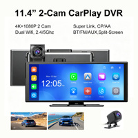 Caméra de tableau de bord 4K DVR double objectif IPS 11,4 pouces pour rétroviseur de voiture, enregistreur vidéo Full HD 2162P avec LCA