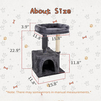Usine de Chine Livraison gratuite Cadre d'escalade pour chat Arbre à gratter Arbre à chat en peluche gris foncé Maison de la tour avec boule suspendue