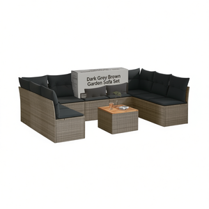 Conjunto de Sofás de Jardín de Ratán Marrón Gris Oscuro, 6 Plazas, Diseño Contemporáneo para Exteriores - Product Image 1