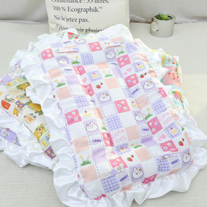 Pastoral Style Lace Trimmed Pet Mat Cotton Fleece Lined Reversible Floral Print Rectangle Dog Cat <b>Bed</b> Four Seasons Use - Product Image 2