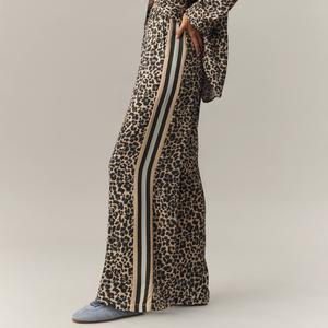 <span class=keywords><strong>Pantalon</strong></span> large à jambes larges pour femmes, imprimé léopard, <span class=keywords><strong>taille</strong></span> élastique, décontracté, tendance, avec logo personnalisé - Product Image 3