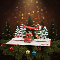 Carte de vœux 3D pop-up en papier, motif maison de Noël, ensemble de cartes d'invitation pour Noël, Nouvel An et fêtes