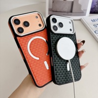 Étuis de téléphone portable de luxe en cuir avec estampage à chaud, chargement sans fil, protection multi-couleurs et anneau magnétique pour iPhone 17