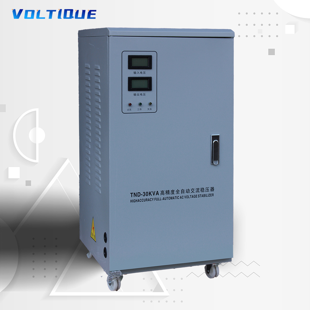 High Quality 30KVA Single Phase AC Voltage Stabilizer 220v SVC 50/60Hz LCD Display Automatic Voltage Regulator VOLTIQUE