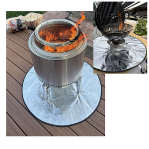 Tapis <span class=keywords><strong>de</strong></span> protection pour foyer extérieur épais, résistant à la chaleur, en <span class=keywords><strong>aluminium</strong></span>, silicone, fibre <span class=keywords><strong>de</strong></span> verre et coton - Product Image 6