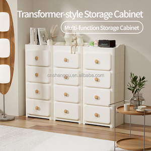 VSUCH Commode à tiroirs modulaire empilable <span class=keywords><strong>en</strong></span> plastique, organisateur de rangement DIY à assembler pour vêtements de bébé, jouets d'enfants et articles divers du quotidien - Product Image 3
