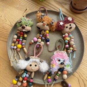 En gros, Carillons éoliens de guérison artisanaux, Ornements de sac avec cordon anti-perte, Breloques de téléphone et Porte-clés en coquillages et graines végétales naturelles - Product Image 2