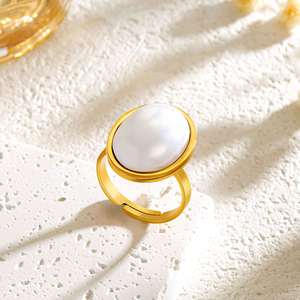 316L Stainless Steel Pearls Thick <b>Necklace</b> Earrings <b>Ring</b> for Women Simple Vintage Jewelry Set Gifts Party Accessories - Product Image 4