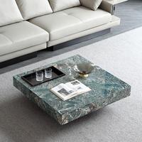 Table basse rectangulaire en marbre italien minimaliste moderne avec cadre en métal haut de gamme pour le salon