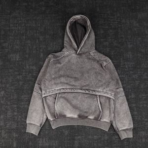 Sweat à capuche délavé à l'acide personnalisé de haute qualité 100% coton lourd à épaules tombantes pour hommes - Product Image 1