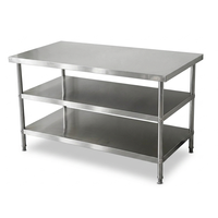 Table de préparation de cuisine portable en acier inoxydable, sur mesure, gain de place, 2 niveaux, plan de travail métallique pour food truck et stand de restauration de rue